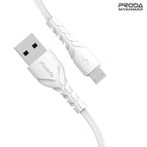 PRODA PD-B47A WING SERIES DATA CABLE (1000MM) (3A) - White