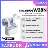 REMAX - Cozybuds W28N ANC+ENC Bluetooth Wireless Earbuds - White