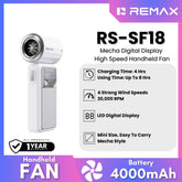 REMAX - RS-SF18 Mecha Digital Display High Speed Handheld Fan ( 4000mAh ) - White