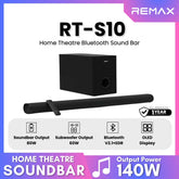 REMAX RT-S10 Home Theatre Bluetooth Soundbar With Subwoofer (140W) - Black