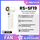 REMAX - RS-SF19 Hand-Held High-Speed 130,000 RPM Turbine Air Cannon Handheld Fan - White