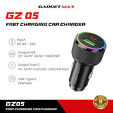 GADGET MAX - GZ05 38W Fast Charging Car Charger - Black
