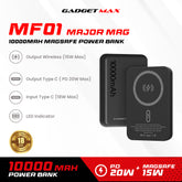 GADGET MAX - Major Mag MF01 10000mAh Magsafe Power Bank (Wireless 15W/PD 20W) - Black