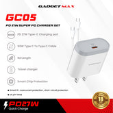 GADGET MAX - GC05 27W Super PD Charger Set With C-C 60W Cable - White