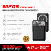 GADGET MAX - MF03 Cool Mag 10000mAh 6 In 1 Magnetic Fast Charging Power Bank ( Magsafe15W / PD 20W ) - Black