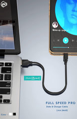 WK WDC-105I IPH FULL SPEED PRO DATA CABLE FOR LIGHTING 2.4A (25CM) - Black