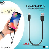 WK WDC-105I IPH FULL SPEED PRO DATA CABLE FOR LIGHTING 2.4A (25CM) - Black