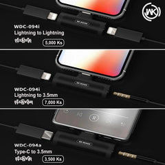 WK WOLIM SERIES AUDIO ADAPATER CABLE WDC-094I IPH TO IPH,lightning to lightning adapter , Lightning Connector Adapter , iPhone lightning adapter , iPhone Audio Jack Splitter , iPhone Audio adapter , Audio Connector for iPhone
