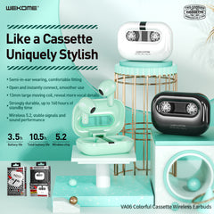 WK VA06 VANGUARD SERIES COLORFUL CASSETTE WIRELESS EARBUDS-Black