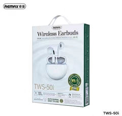 REMAX TWS-50I TRUE WIRELESS STEREO, EARBUDS FOR MUSIC & CALL (5.1 WIRELESS) - White