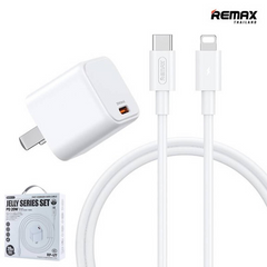 REMAX RP-U7 JELLY SERIES 20W SINGLE PD FAST CHARGER (CN)+PD DATA CABLE SET C-L (20W) (OUTPUT-TYPE-C), PD Charger Set, Type-C to iPhone Cable with PD Charger