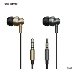 WK YA05 3.5MM SHQ SERIES HI-FI AUDIO WIRED EARPHONE (1.2M), HI-Fi Audio Earphone, Quality Wired Earphone-Gold