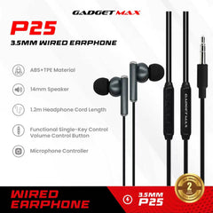 GADGET MAX - P25 3.5mm Wired Earphone - Black