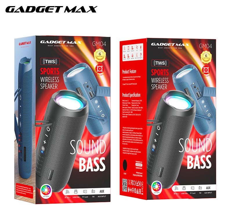 GADGET MAX - GM04 Sports TWS Wireless Bluetooth Speaker - Black
