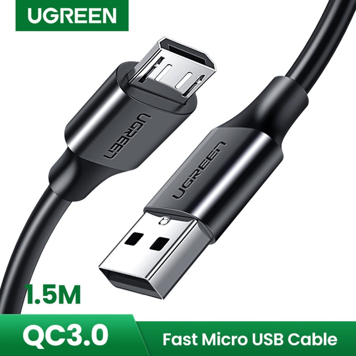 Ugreen US289 USB 2.0A to Micro USB Cable Nickel Plating 1.5M - Black