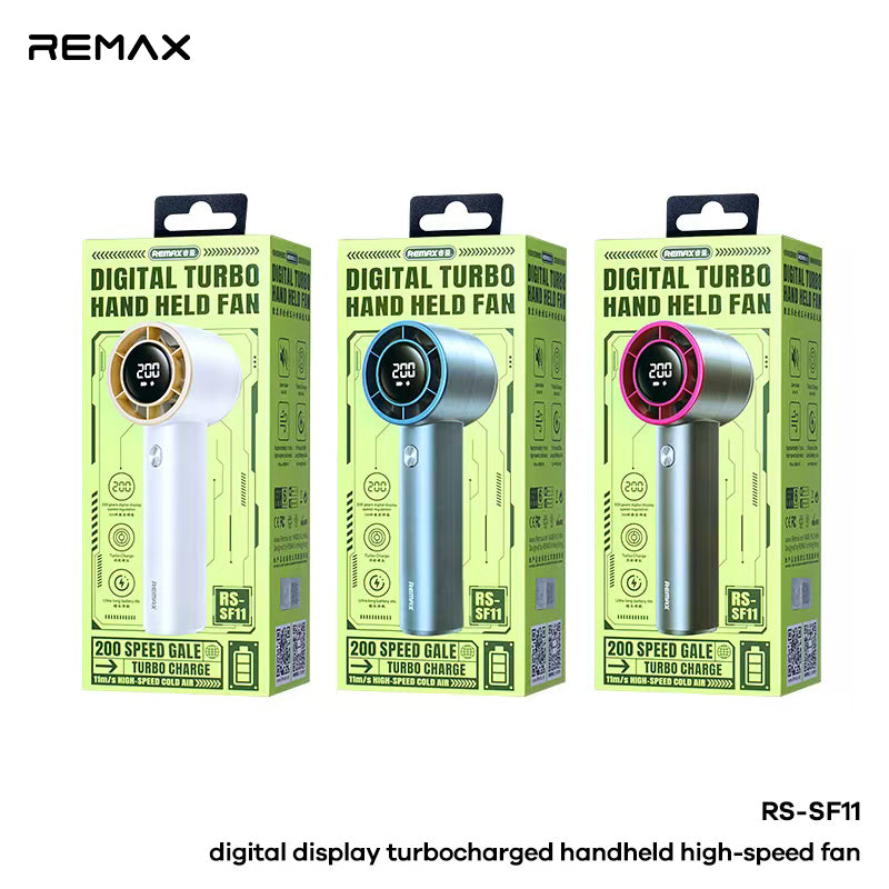 REMAX - RS-SF11 Digital Display Turbochargerd Portable Handheld Hight-Speed Fan - Blue