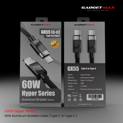 GADGET MAX - GX55 C-C Hyper Series Type-C To Type-C Fast Charging Data Cable (60W) - Black