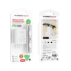 GADGET MAX - PD101S 20W PD Type-C Charger Set - White
