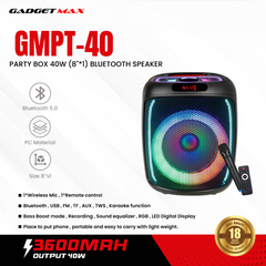 GADGET MAX - GMPT-40 Party Box Wireless Bluetooth Speaker (40W) - Black