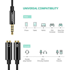 UGREEN - AV141 3.5mm Male to 2 Female Audio Cable ABS Case Splitter for Mic - White