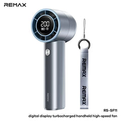 REMAX - RS-SF11 Digital Display Turbochargerd Portable Handheld Hight-Speed Fan - Blue