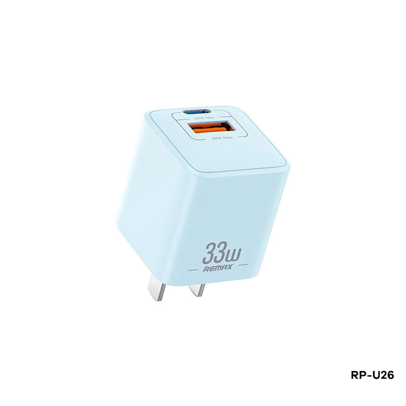 REMAX RP-U26 BATT SERIES 33W PD+QC MULTI-COMPATIBLE  FAST CHARGER CN(1 USB/1 TYPE-C), 33W Charger, PD+QC Charger, Fast Charger