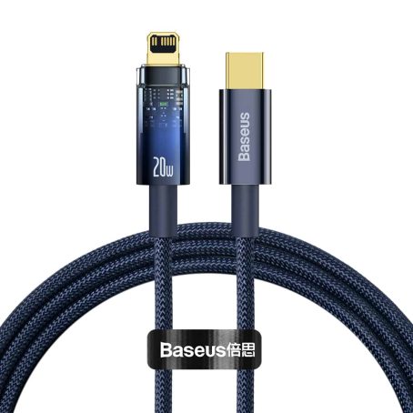 (Buy 1 Get 1) Baseus Explorer Series Auto Power-Off Type-C to iPhone 20W Fast Charging Data Cable (1M) - Blue