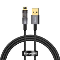 (Buy 1 Get 1) Baseus Explorer Series Auto Power-Off 2.4A iPhone Fast Charging Data Cable (1M) - Black