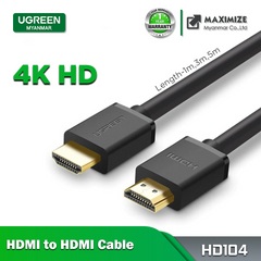 UGREEN HDMI Cable 4K HDMI 2.0 Male to Male High Speed HDMI Adapter 3D for Apple TV PS3/4/4 pro Nintendo Switch Projector HDMI（Black)-Intl - 1M