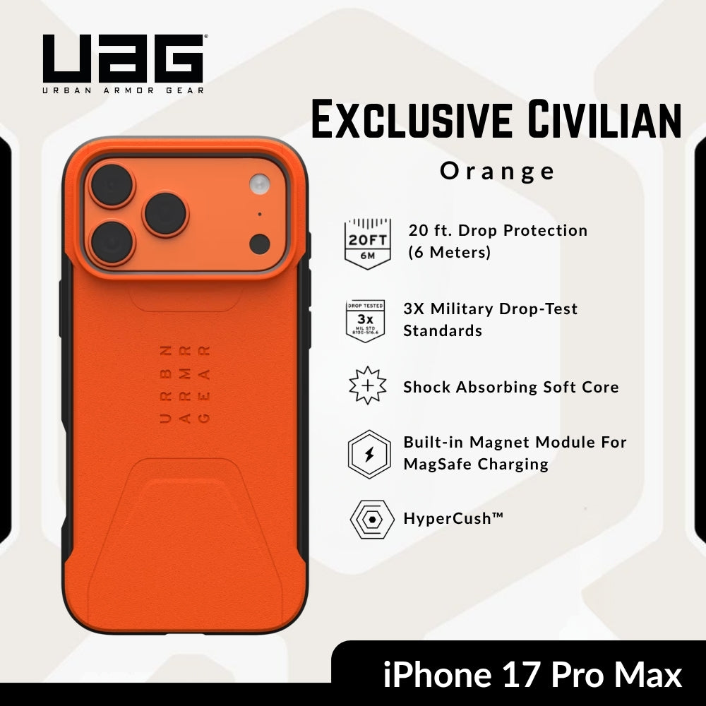 UAG -Exclusive Civilian MagSafe Case For iPhone 17 Pro Max - Orange