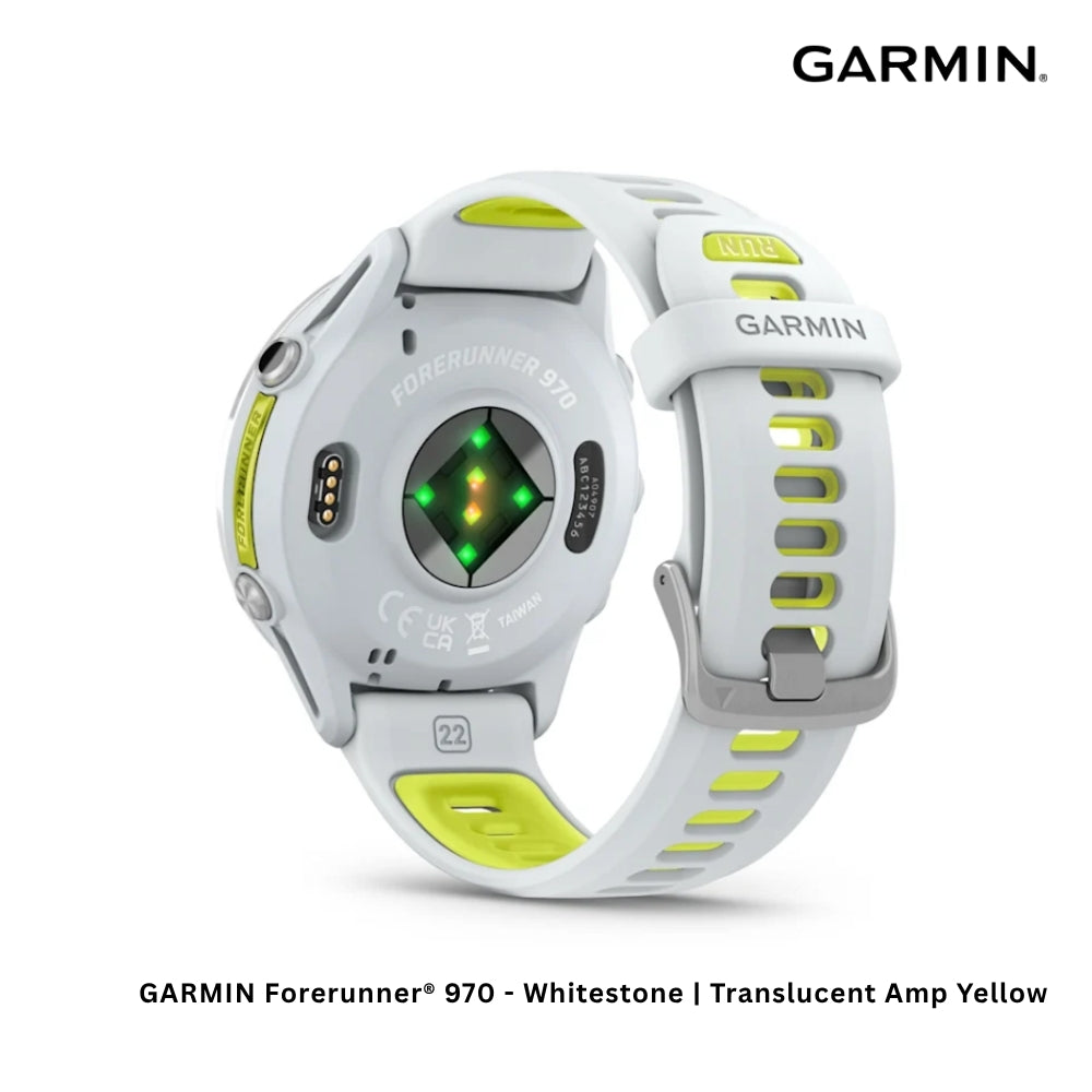 GARMIN - Forerunner® 970 Smart Watch - Whitestone | Translucent Amp Yellow