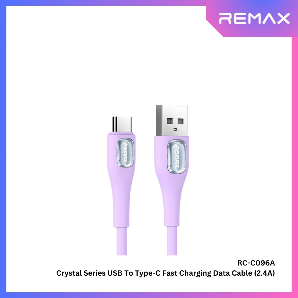 REMAX - RC-C096A Crystal Series USB to Type-C Fast Charging Data Cable (2.4A) - Purple