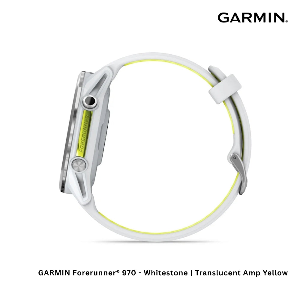 GARMIN - Forerunner® 970 Smart Watch - Whitestone | Translucent Amp Yellow