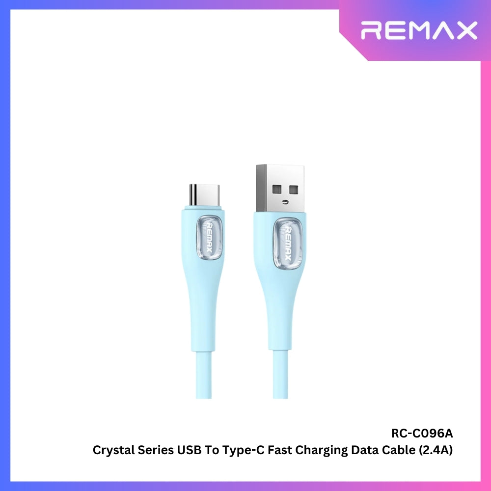 REMAX - RC-C096A Crystal Series USB to Type-C Fast Charging Data Cable (2.4A) - Blue