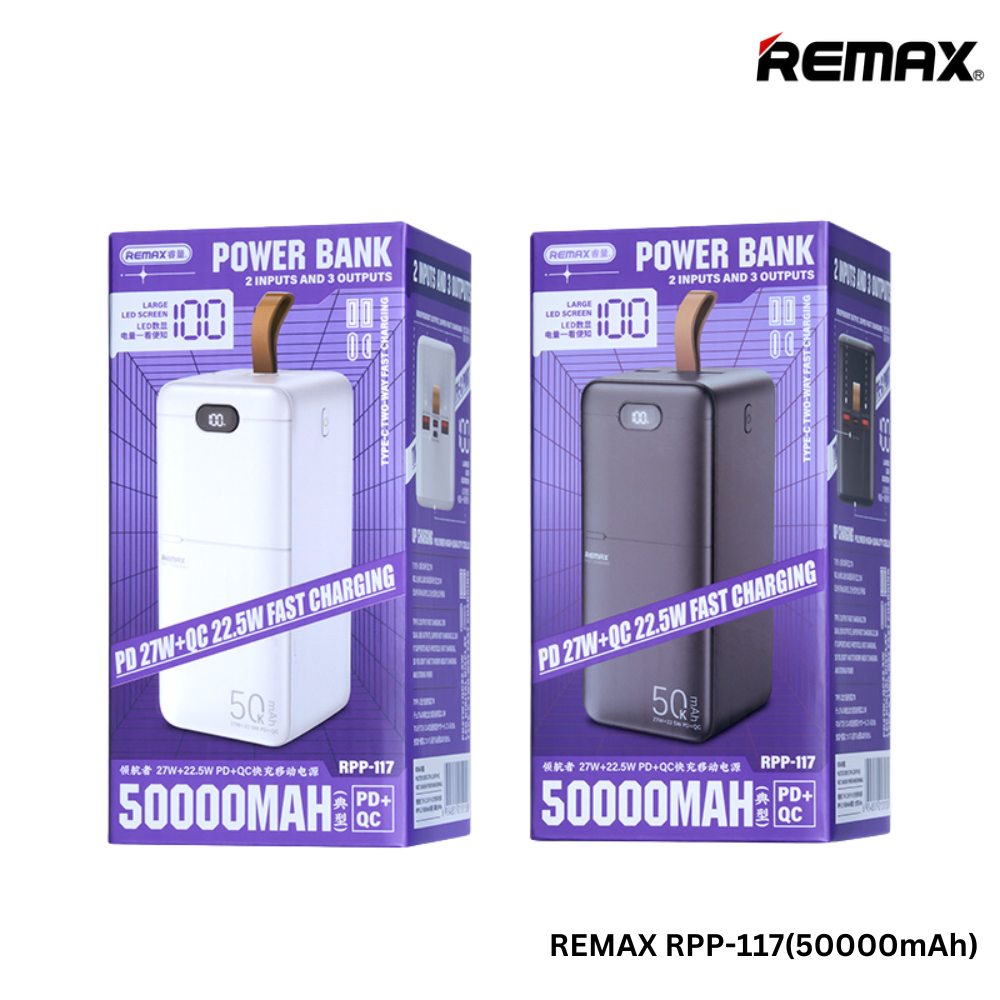 REMAX RPP-117 Piloteer Series 50000mAh Power Bank(27W+22.5W)(PD+QC) Power Bank (27W)