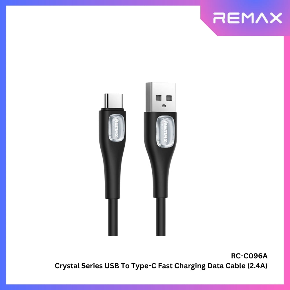 REMAX - RC-C096A Crystal Series USB to Type-C Fast Charging Data Cable (2.4A) - Black