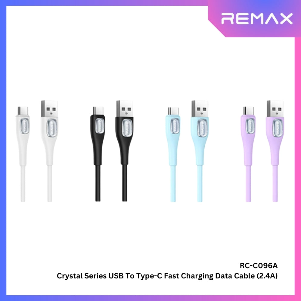 REMAX - RC-C096A Crystal Series USB to Type-C Fast Charging Data Cable (2.4A) - Blue