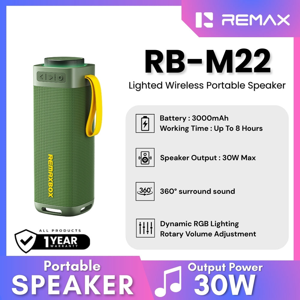 REMAX - RB-M22 Lighted Wireless Portable Speaker (30W) - Green