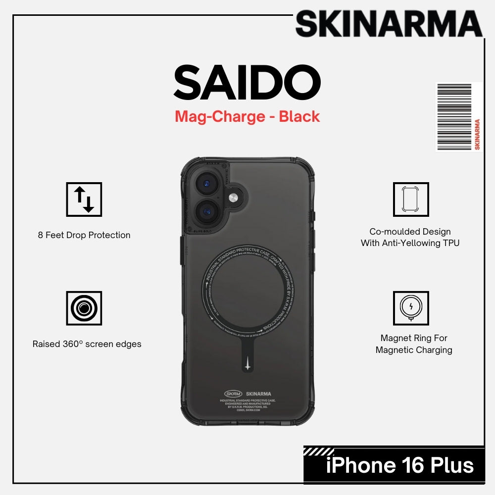 Skinarma iPhone 16 Plus 6.7" Saido Mag-Charge Case - Black