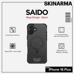 Skinarma iPhone 16 Plus 6.7" Saido Mag-Charge Case - Black