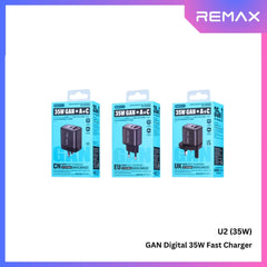 REMAX - U2 Digital PD+QC GAN Fast Charger ( 35W ) - Silver