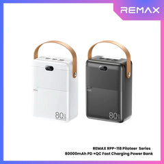 REMAX - RPP-118 Piloteer Series 80000mAh PD+QC Fast Charging Power bank (PD 27W+QC 22.5W) - Grey