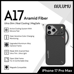 Aulumu - A17 Aramid Fiber Case For iPhone 17 Pro Max | Ultra Slim | Real Cooling | Magsafe