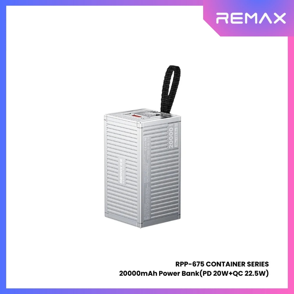 REMAX RPP-675 Container Series 20000mAh PD+QC Fast Charging Power Bank(PD 20W+QC 22.5W) - Silver