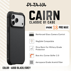 PITAKA - Classic 01 Cairn Case For iPhone 18 Pro Max - Black/Grey