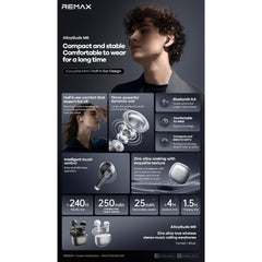 REMAX - ALLOYBUDS M6 Zinc Alloy Bluetooth Wireless Earbuds - Silver