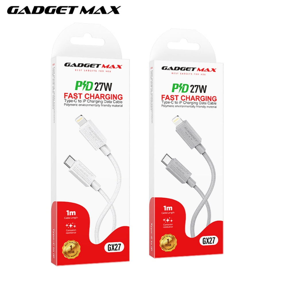 GADGET MAX - GX27 C-L TPE Series Type-C To Lightning Fast Charging Data Cable (27W) - Grey