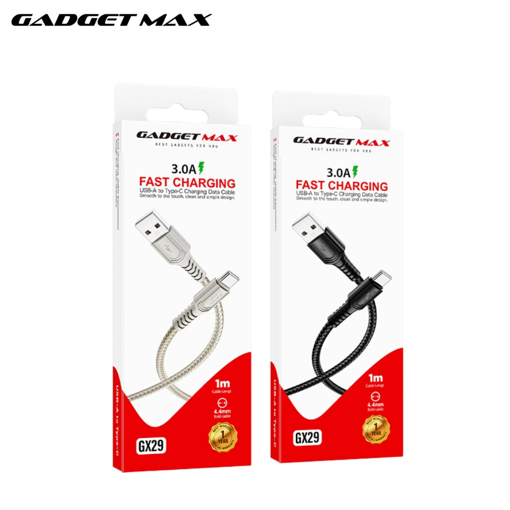 GADGET MAX - GX29 Woven Series USB To Type-C Fast Charging Data Cable (3A) - Black