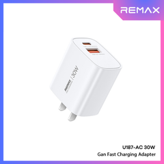 REMAX - U187 AC PD Gan Fast Charger (30W) (USB/PD) - White