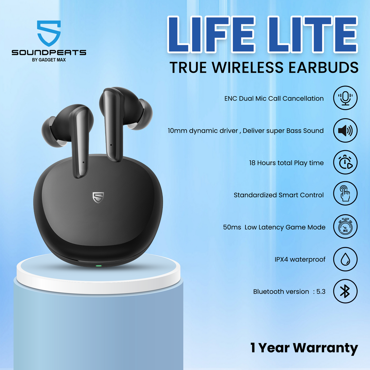 SoundPeats Life Lite Bluetooth V5.3 True Wireless Earbuds